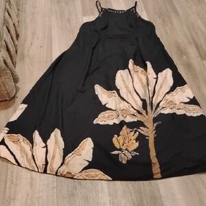 Black Maxi Dress with Floral Design
